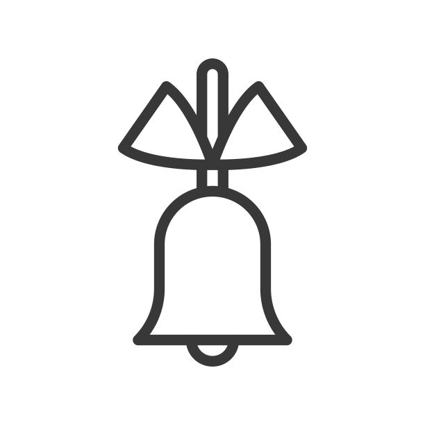 简单的铃铛和蝴蝶结，圣诞快乐主题设置，轮廓可编辑笔画像素完美图标图片下载