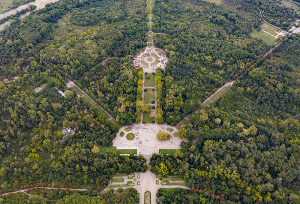 空中视野拍摄的良好景观公园从高海拔-股票图像图片下载