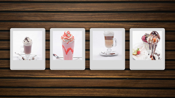 奶昔，冰淇淋和拿铁的拼贴画图片下载