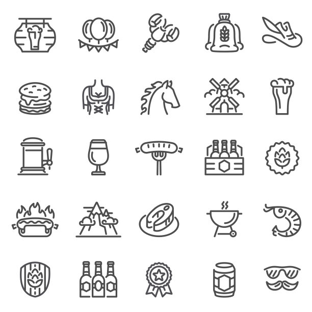 啤酒节图标。啤酒节概念集图片下载