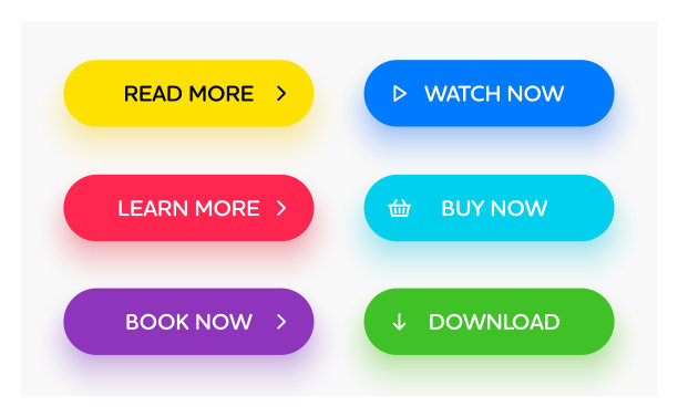 一套向量现代材质风格的按钮。图片下载