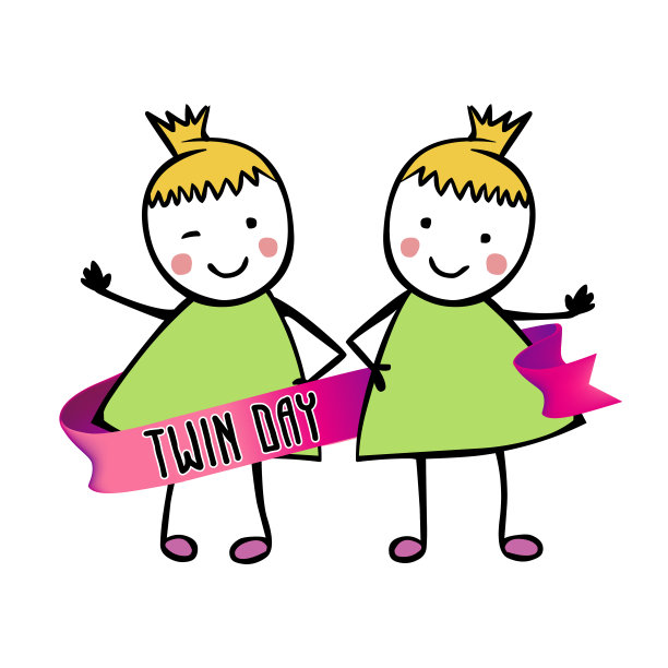 双胞胎的一天。祝贺向量卡图片下载