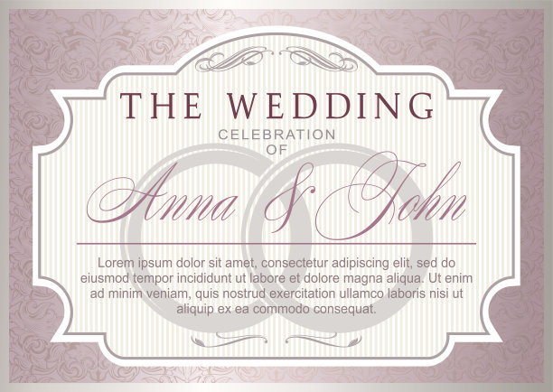 复古婚礼请帖模板图片下载