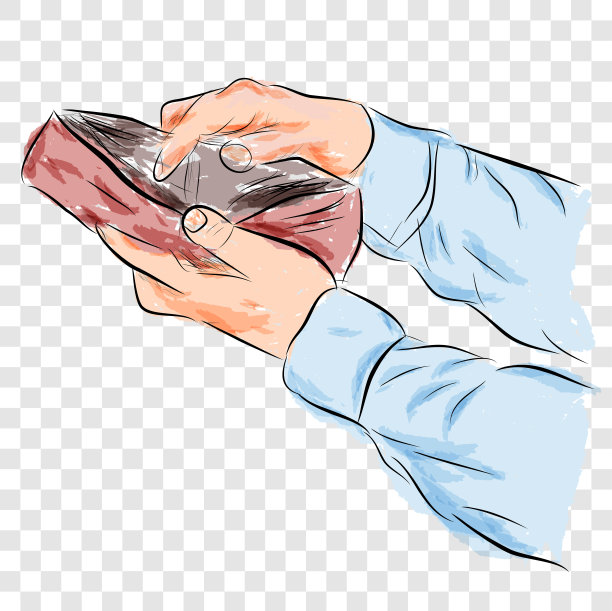 破产的插图，男人打开他的空钱包，水彩效果图片下载