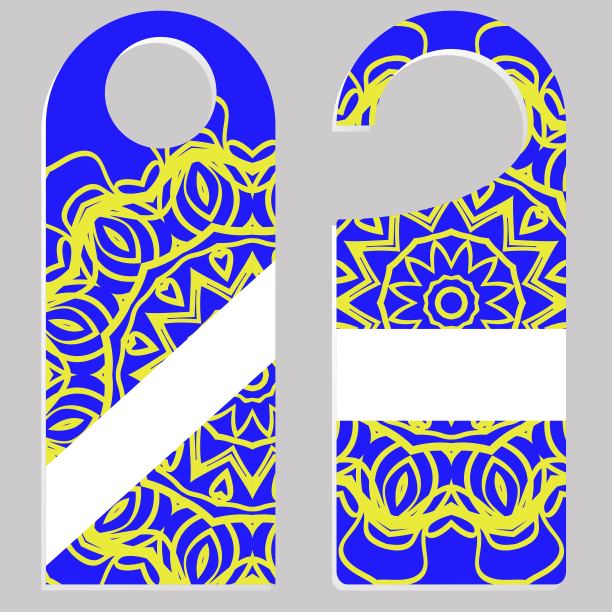 一组门挂孤立在白色背景。设计与花卉曼荼罗装饰。矢量图图片下载