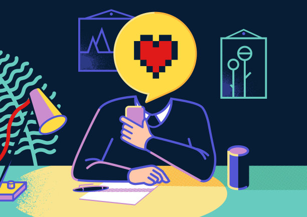 插图的一个人的形象，这是在线与智能手机图片下载