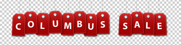 矢量现实孤立的价格标签为哥伦布日装饰和覆盖在透明的背景。销售和折扣的概念。图片下载