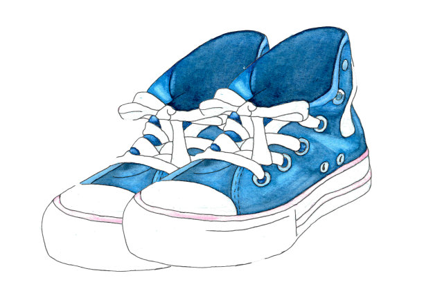 时髦的运动鞋在手绘组成。图片下载