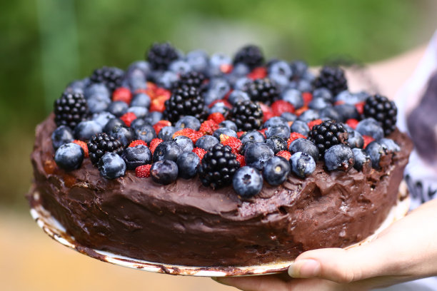 17岁女孩用巧克力和花生酱做的生日蛋糕图片下载