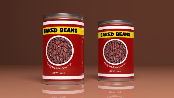 烤豆金属罐头。三维演示图片下载