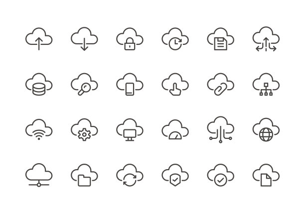 云存储-常规线图标图片下载