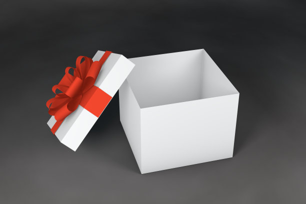 打开白色礼盒与红丝带，3d渲染，圣诞节，节日，新年的概念图片下载