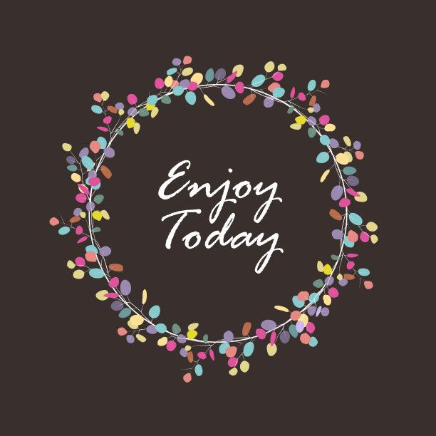 矢量花环与彩色的桉树叶在黑暗的背景图片下载