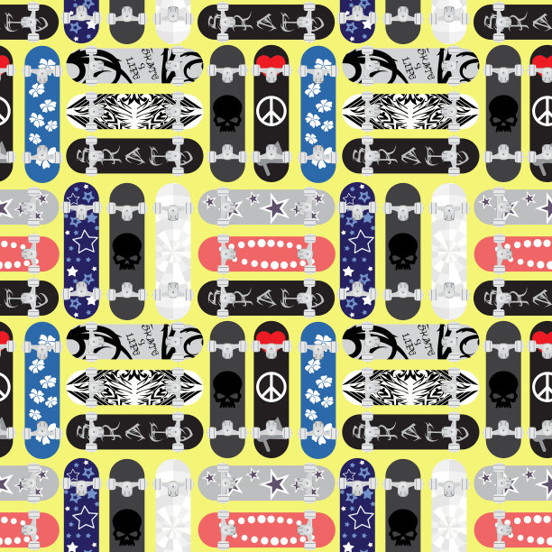 滑板无缝模式。矢量插图。图片下载