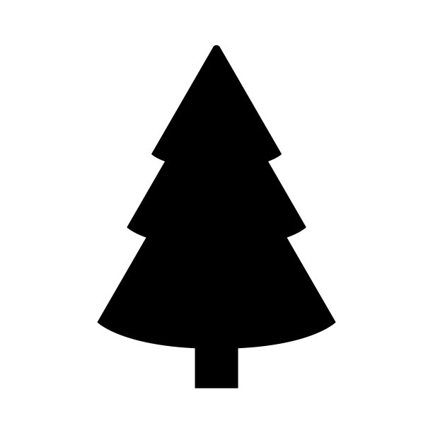 圣诞树图标，剪影在白色的背景图片下载
