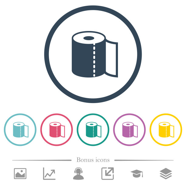 纸巾平面颜色图标在圆形轮廓图片下载