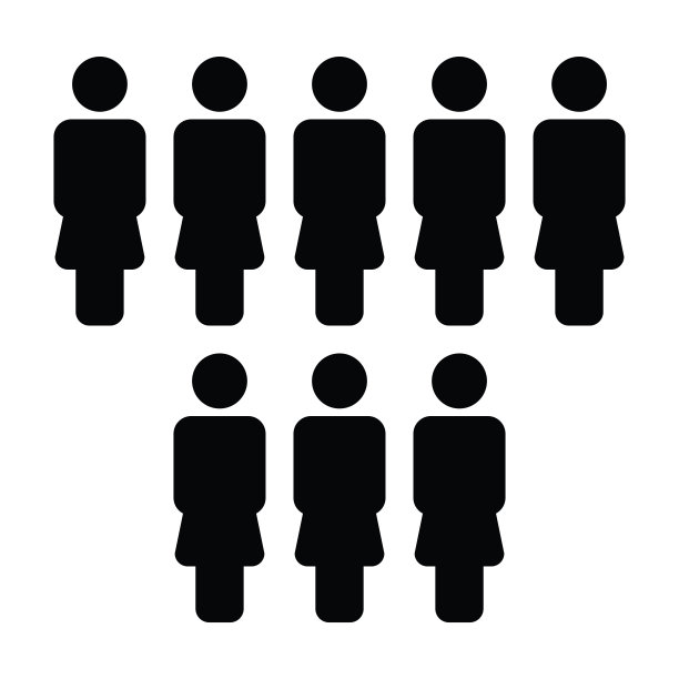 人力资源图标矢量女性团体人物符号头像，用于扁平彩色字形图中的业务管理团队图片下载