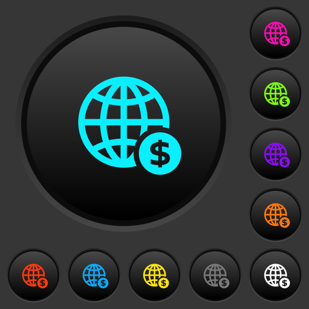 在线美元支付黑色按钮与颜色图标图片下载