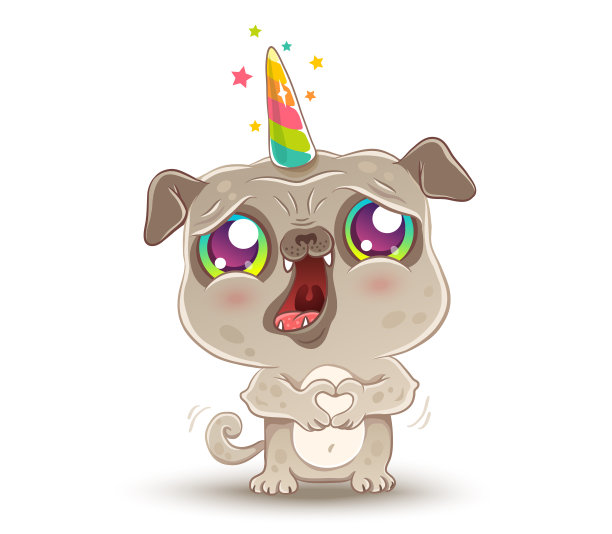 有独角兽角的哈巴狗图片下载