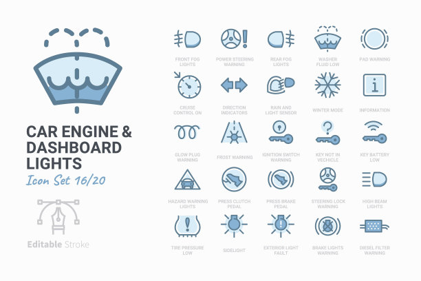 汽车引擎和仪表盘灯图片下载