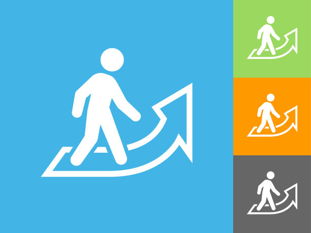 商人进展在蓝色背景平坦图标图片下载