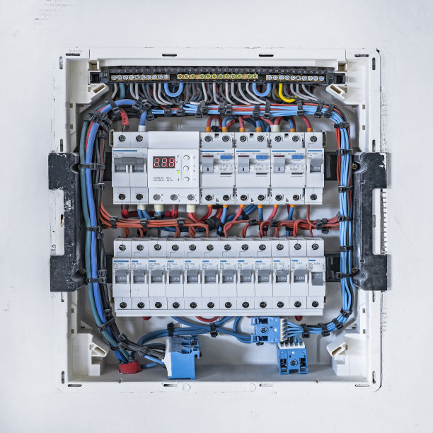室内白墙上的电气控制柜图片下载