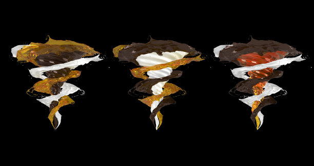 牛奶，巧克力和蜂蜜旋转成龙卷风的形状图片下载