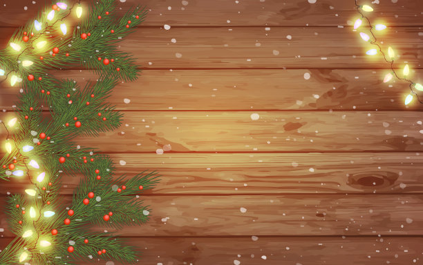 木制的冬天背景与雪和节日装饰。木老背景。图片下载