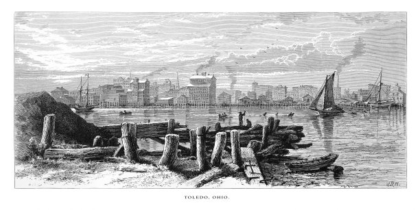 美国俄亥俄州托莱多市，美国维多利亚版画，1872年图片下载