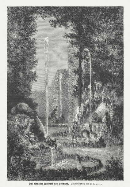 法国凡尔赛迷宫，木刻，出版于1876年图片下载
