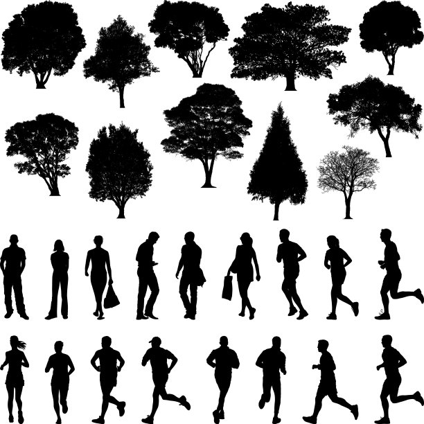 树木和人的剪影图片下载
