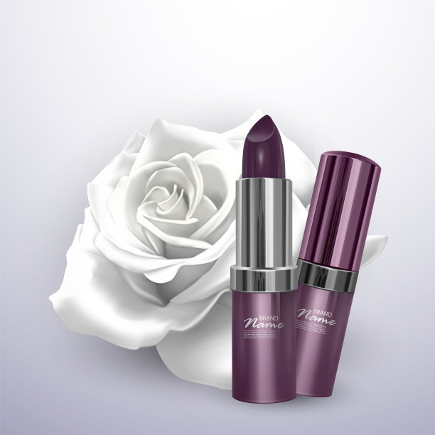 口红采用深紫色的写实风格图片下载