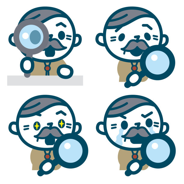 一组看着放大镜的老年人图片下载