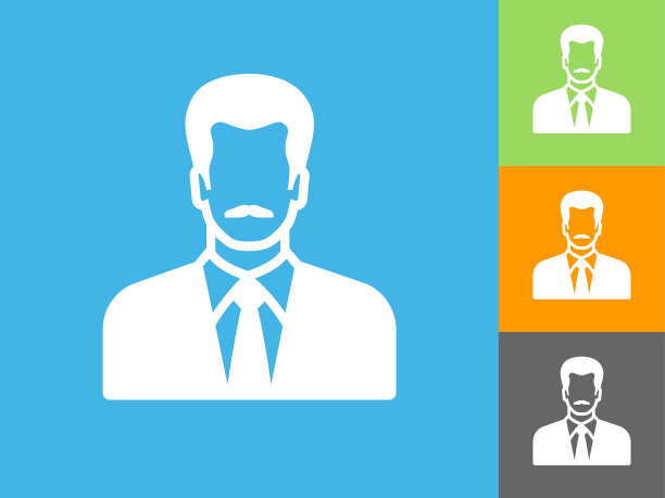 男人的脸肖像平面图标上的蓝色背景图片下载