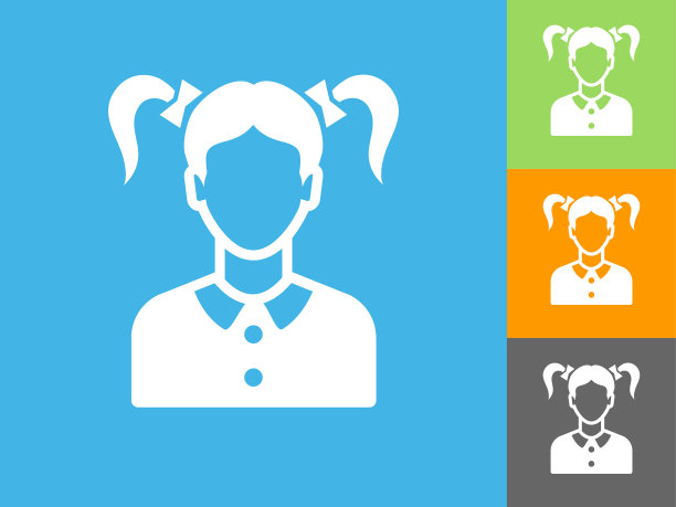 女孩脸平面图标上的蓝色背景图片下载