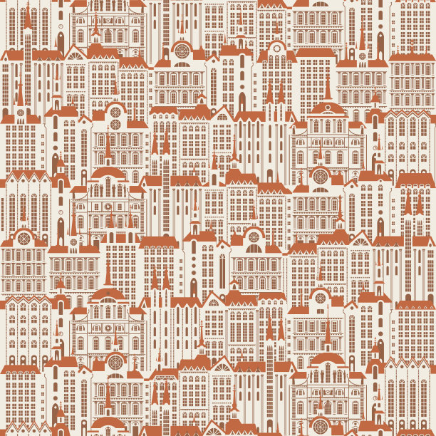 无缝的背景与许多老建筑图片下载