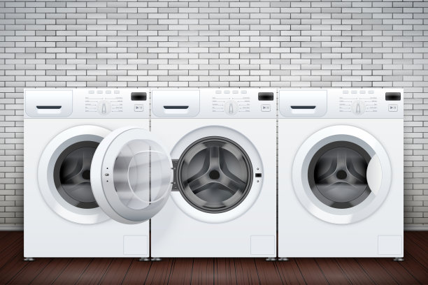 有砖墙和洗衣机的洗衣房图片下载