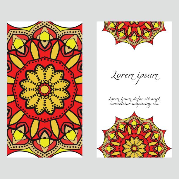 带有曼荼罗装饰的卡片或请柬。矢量插图。适合婚礼、新娘、情人节、贺卡请柬。图片下载