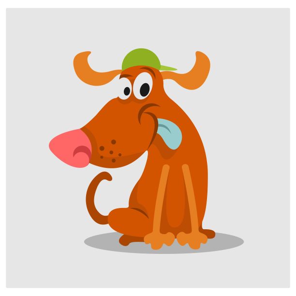 滑稽可爱的小狗坐着，卡通人物图片下载