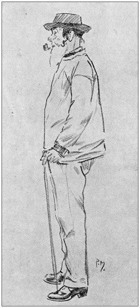 古画插图:拿烟斗的男人图片下载