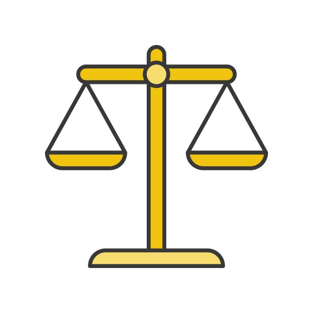 平衡比例尺，法律和公正图标，填充轮廓可编辑笔触图片下载