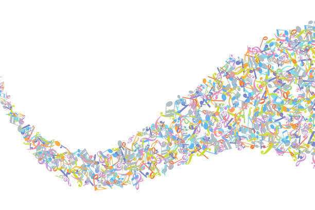 矢量彩色音乐符号背景元素在扁平风格图片下载