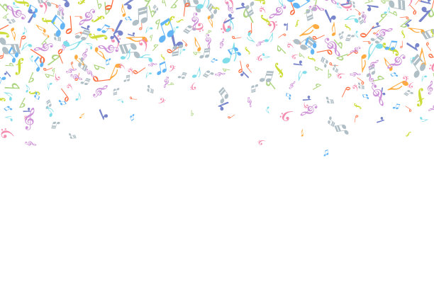 矢量彩色音乐符号背景元素在扁平风格图片下载