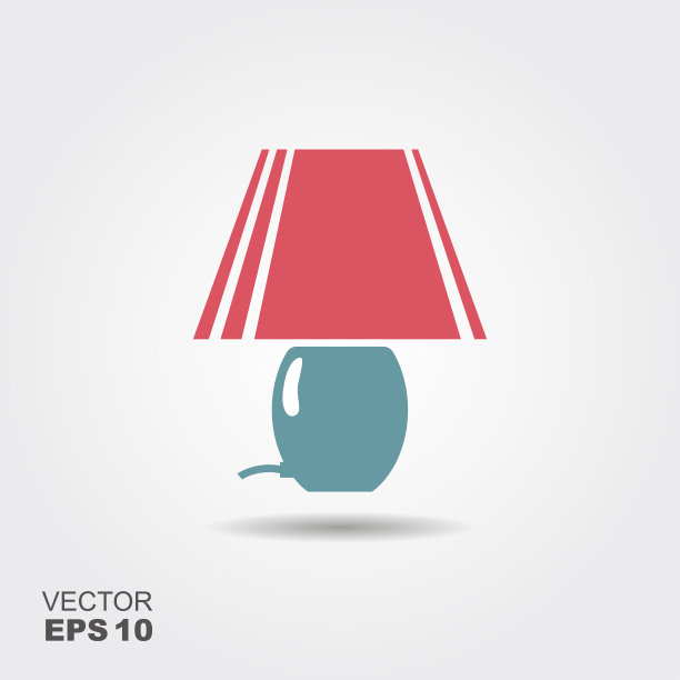 台灯图标在灰色背景上孤立的平面风格。图片下载