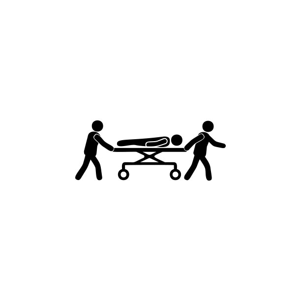 护士引导病床上的病人插画图标。医疗图标。病人轮廓图标元素。优质图形设计。网站、网页设计、移动应用收藏图标图片下载