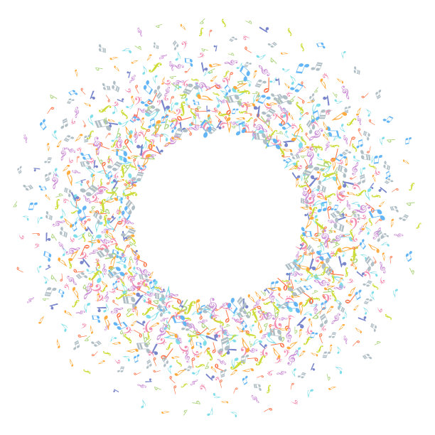 矢量彩色音乐符号背景元素在扁平风格图片下载