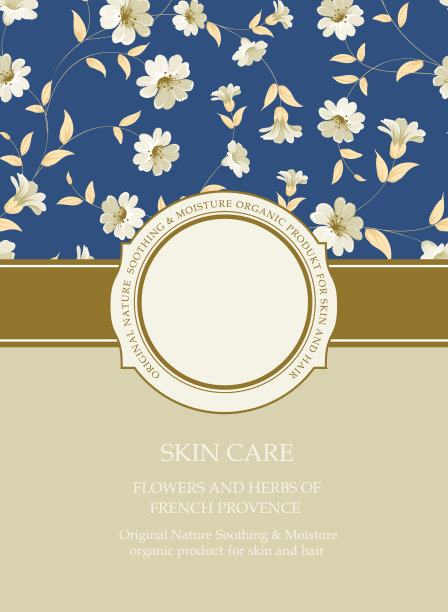 为您的个人封面设计。典雅的卡片与盛开的菊苣在蓝色的背景。图片下载