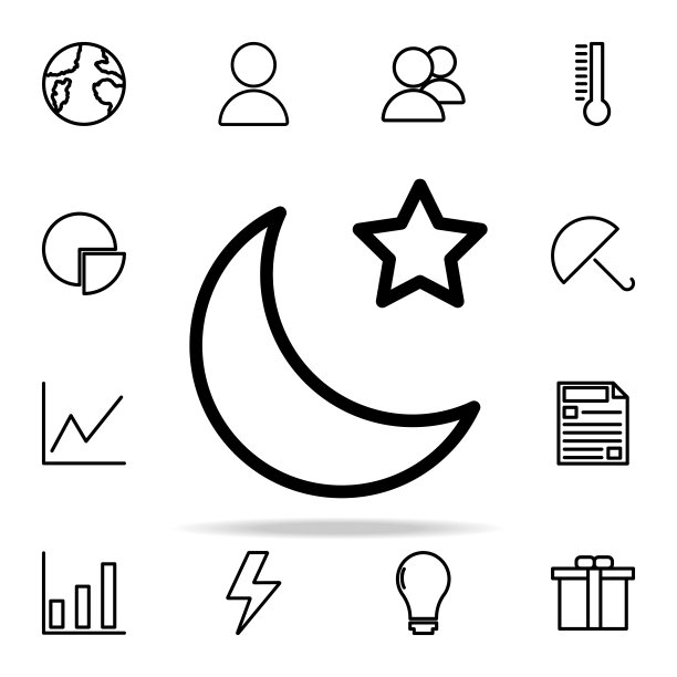 星星和新月图标：网页通用图标图片下载
