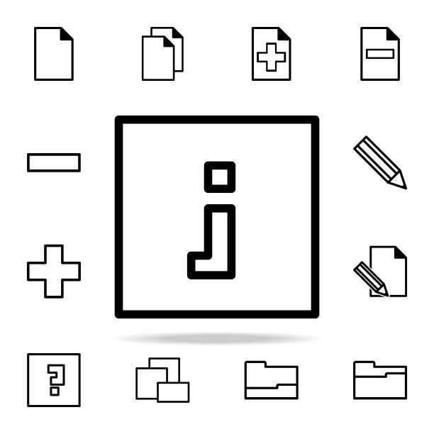 方形信息标志图标。网页图标通用设置为网页和移动图片下载