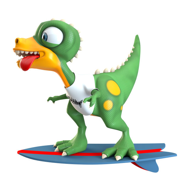 有趣的恐龙人物冲浪图片下载